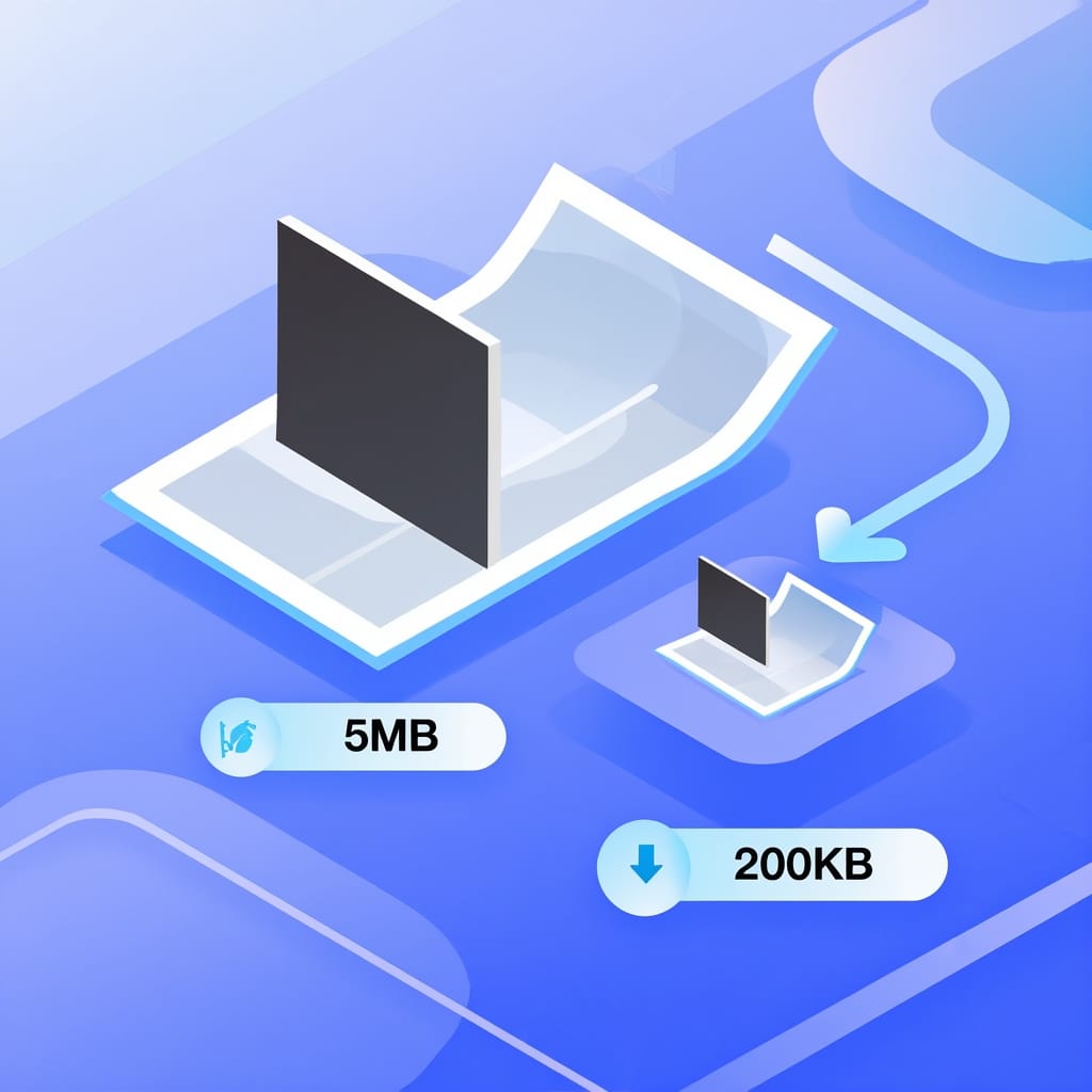 An image file shrinking from 5 MB down to 200 KB