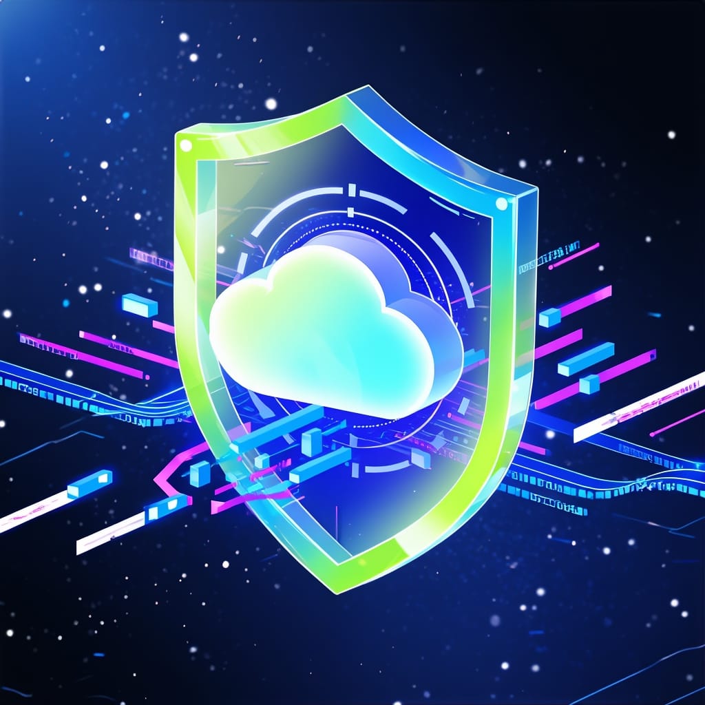 A shield around a cloud, standing for private image processing